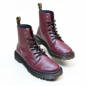 Dr Martens Luana Boots Womens 9 Burgundy Leather Lace Up Combat AirWair Platform